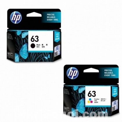 HP Original 63 Ink Cartridges Black Tri-color, 2 Cartridges